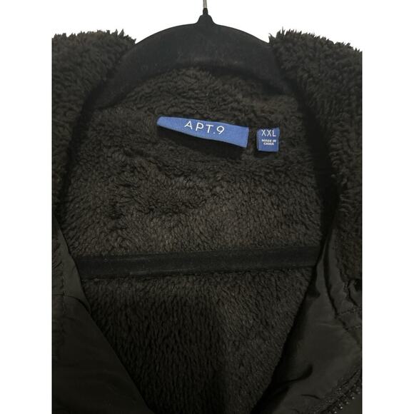 Men’s Apt. 9 Black Fleece Jacket-Size-XXL-EUC - Picture 3 of 5